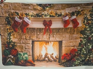 Fabric Backdrop Christmas Fireplace Hearth Lightweight Unbranded 5' x 7' - Picture 1 of 1