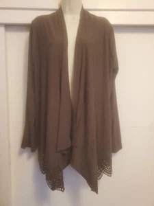 Belle Amie Womens Brown Open Front Cardigan Soft Light Weight Size PXL - Picture 1 of 7