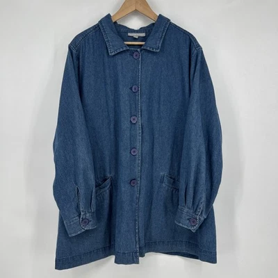 Abrigo vaquero vintage Woman Within para tareas para mujer talla 1X XL azul longitud media años 90 Foto 1 de 4