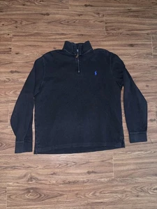 Polo Ralph Lauren Viertelreißverschluss Pullover Herren Medium schwarz Stehkragen Estate Ripp - Bild 1 von 5