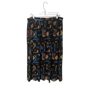 Falda Midi Vintage Sag Harbor 100% Rayón Boho Tribal Plisada Talla XL - Imagen 1 de 10