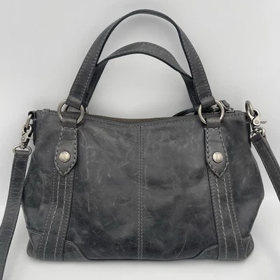 Cartera Bandolera Frye Gris Cuero Melissa Cremallera Con Correa Ajustable Bolso Foto 1 de 4