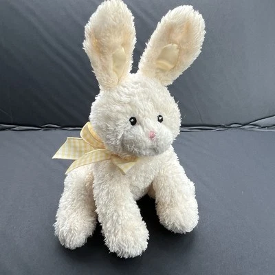 Baby GUND смешной кролик плюшевая погремушка игрушка желтый и белый бант б/у в отличном состоянии - Изображение 1 из 4