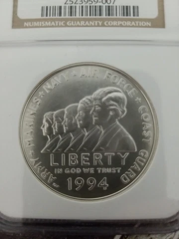 1994 W $1 NGC MS70 Women Veterans Dollar 90% Silver Coin Cert# 2523959-007 Cover