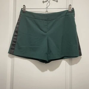 AQUA Dark Green Trouser Shorts with Black Tuxedo Stripes On The Side - Size 2 - Picture 1 of 3