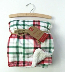 Manta de invierno Merry + Bright Saint Nick a cuadros reverso Sherpa bebé - Imagen 1 de 3