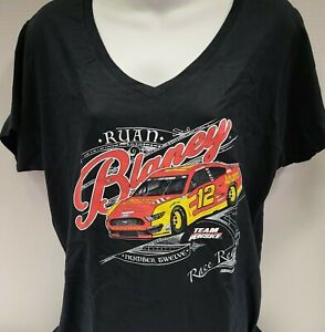 Ryan Blaney #12 Name And Number V-Neck Ladies T-Shirt 