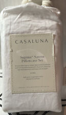 Casaluna King Size 500 TC Washed Supima Sateen Solid Pillowcase Set White