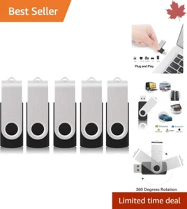 Versatile Multi-Functional Portable Swivel USB Stick - 5 Pack 2GB - Flash Drive - Picture 1 of 10