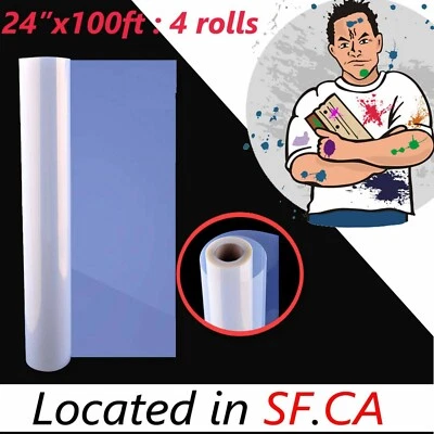 4 rolls，24"x100ft，Screen Printing Waterproof  Fast-Dry Inkjet Transparency Film - Image 1 of 4
