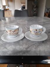 Set Of 2 Italian Pottery Le Porcellane D'Ancap Espresso Cups And Saucers