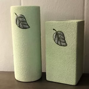 Set of Two PARTYLITE Light Green Candle Holders From Series MEADOW BREEZE - Picture 1 of 4