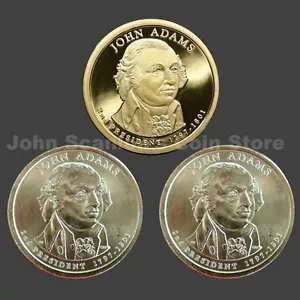 Trio di dollari presidenziali Adams 2007 P&D FDC e S-Mint Proof (3 monete) - Foto 1 di 2