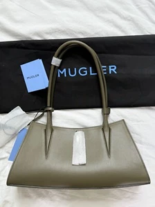 Bolso colmillo Mugler de cuero liso caqui - Imagen 1 de 7