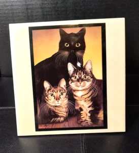 Dexsa Decorative Ceramic Wall Art Tile 3 Cats Hang or Stand Mexico - Picture 1 of 12