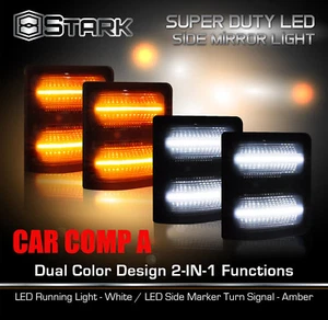 LED Side Mirror Laser Light Smoked Dual Amber / White 08-16 Ford F-350 F350 - Bild 1 von 6
