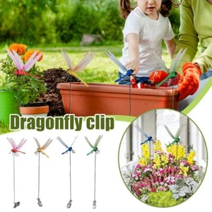 Dragonfly Clip Fake Dragonfly Pole Clips Natural 3D Dragonfly Garden Decor- - Picture 1 of 18