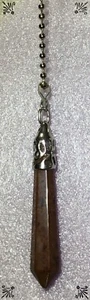 Handcrafted Genuine Mahogany Obsidian Gemstone Silver Stainless Fan Pull - Picture 1 of 4