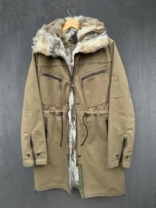 Roberto Cavalli Rabbit Fur Khaki Parka size 40 Made in Italy - Picture 1 of 15
