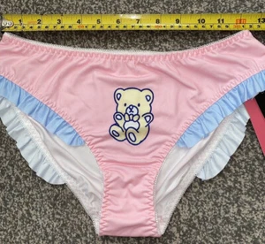Pretty Pink Care Bear Kawaii Lolita Style Girly Ruffle Leg Trim Brief Panties M - Imagen 1 de 15