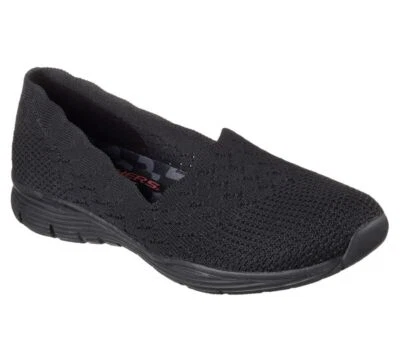 Womens Skechers Seager-Stat Slip On 49481/BBK Black/Black Size UK 2 to 7