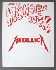 Metallica Backstage Door Sign ! 8" X 10" -- "Van Halen's Monsters Of Rock" !! - Picture 1 of 1