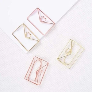 10 Pcs Envelope Paper Pin Clips Heart Small Paperclips Bookmark Holder - Picture 1 of 11