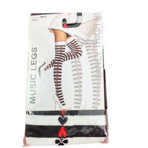 Music Legs Fancy Thigh High Hosiery Card Suit Costume Comic Con Opaque - Picture 1 of 2