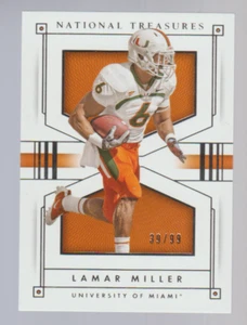 LAMAR MILLER Miami Hurricanes 2016 National Treasures Collegiate #72 SP #39/99 - Imagen 1 de 1