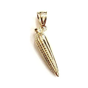 14k Yellow Gold Over corn maiz fruit grain Charm  fine jewelry Pendant - Picture 1 of 2