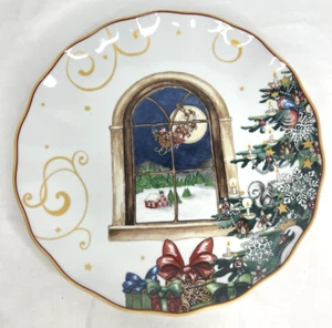 Williams Sonoma Twas The Night Before Christmas Speiseteller Weihnachtsschlitten Fenster - Bild 1 von 5
