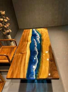 Ocean Epoxidharz Esstischplatte | Holz Mitte Küchentisch - Bild 1 von 8