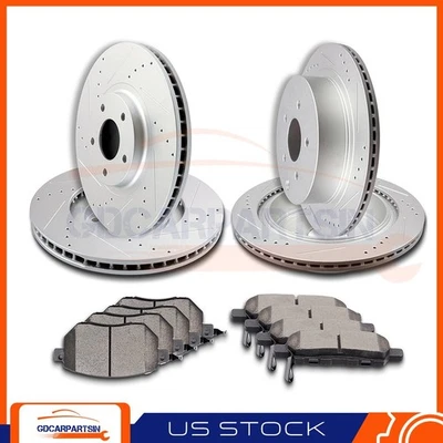 Front + Rear Brake Disc Rotor Ceramic Pads Drilled For Nissan Murano 09-12 - Изображение 1 из 4