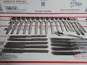 Lot of 28-Retroneu Ellipse Stainless Steel Flatware 18-8 Glossy Korea - Picture 1 of 22