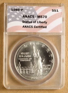 1986 P Statue of Liberty Commemorative Silver Dollar ANACS MS70 - Picture 1 of 2