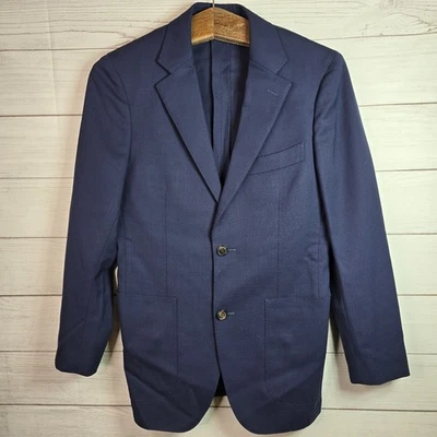 SUPPLY 哈瓦那无衬里海军蓝羊毛无构 Lanificio 男式西装外套 44 修身 — 第 1/4 张图片