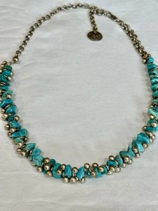 Collar llamativo otomano turco vintage tono plata imitación turquesa diseño - Imagen 1 de 15