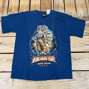 Vintage Y2K Dragon Ball Z T-Shirt Super Saiyan 3 Goku Blue Youth Size M NOS - Bild 1 von 8
