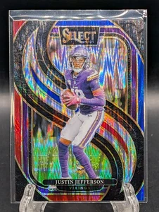 2024 Panini Select Justin Jefferson #174 Premier Level Red Blue Prizm Shock - Picture 1 of 2