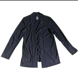 L.L. Bean Black Supima Cotton Modal Roll Tab Long Sleeve Open Front Cardigan - Picture 1 of 3