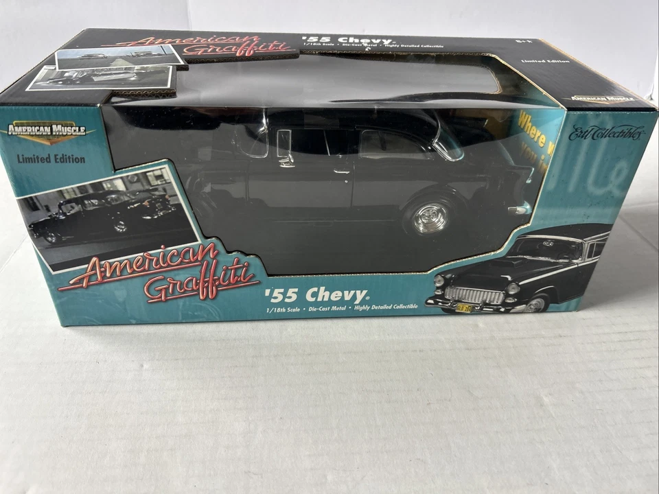 ERTL American Muscle: American Graffiti - 1955 Chevy Limited Edition 1/18 Scale Model Car - Black (32080)