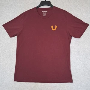 True Religion Mens XL Maroon T Shirt Buddah Guitar Sangria - Picture 1 of 7