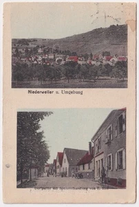 AK Niederweiler Dorfpartie mit Spezereihandlung E. Reif BP Müllheim (Baden) 1922 - Picture 1 of 2