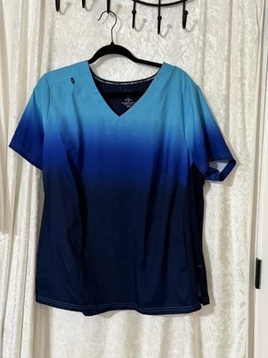 Koi Lite 2X Scrub Top Women’s Ombre Blue Nursing Medical - Image 1 of 2