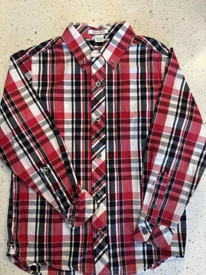 Camisa de vestir Kitestrings para niños talla 6 roja/NEGRO/BLANCO a cuadros manga larga Foto 1 de 3