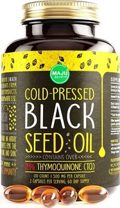 Maju'S Black Seed Oil Capsules Cold Pressed 2 % Thymoquinone, 60 Count, 500 mg - Picture 1 of 6