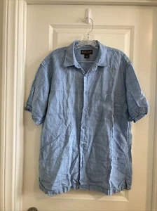 Donald Trump Shirt Men's Large Signature Collection Linen Short Sleeve Button - Picture 1 of 3