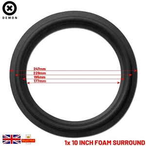 1x 10" pollici woofer basso altoparlante luce surround riparazioni woofer schiuma di ricambio 247 mm  - Foto 1 di 2