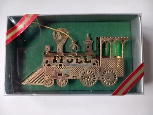 Vintage Brass Locomotive Brass Christmas Ornament Sealed Box - Picture 1 of 2