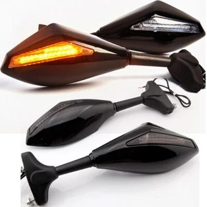 LED Turn Signal Mirrors For Yamaha YZF R1 R6 600R FZ6 2002 2003 2004 2005 2006 - Picture 1 of 9